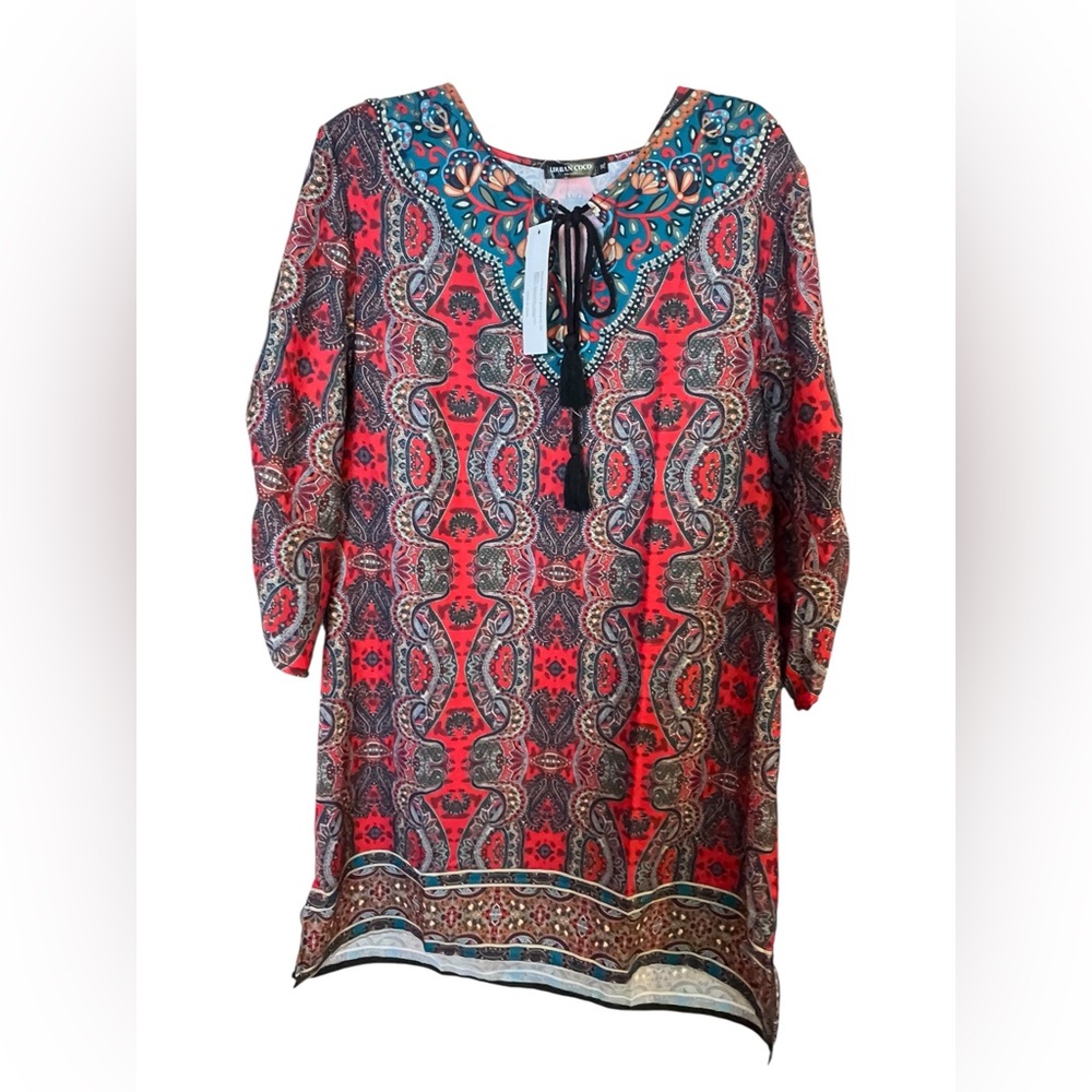 NWT Urban Coco Bohemian Multicolor Paisley Women's sheath dress size XL